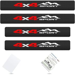 Door Entry Guard Sill Protector Compatible with 2016-2023 Tacoma Double Cab Accessories Threshold Protection 4x4 Off Road Decal Stickers Carbon Fiber Style Leather 4 Pack