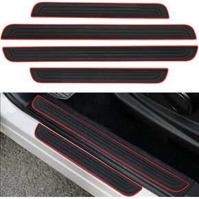 4 Pcs Car Door Sill Scuff Plate Cover, Front/Rear Door Sill Scuff Plate Guard, Decoration Door Entry Guard Door Sill Scuff Plate Stickers, Fit for Cars, SUVs, Business Vehicles
