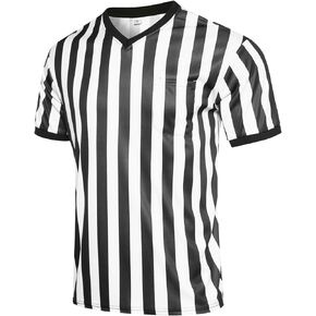 redgino Men's Referee Shirt Women Black & White Stripes Football Soccer Basketball Umpire Jersey Halloween…