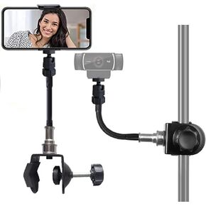 Eubby Mic Stand Phone Holder Flexible Arm Webcam Holder Music Stand Microphone Phone Holder for Cellphones, Logitech Webcam C920 C930, LED Lights, Flash, Etc. (1/4" Threads)