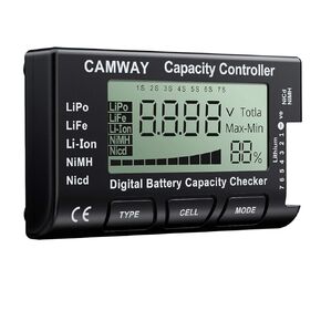 CAMWAY Digital Battery Capacity Tester RC Cellmeter Lipo Battery Tester LCD Battery Checker Controller for LiPo Life Li-ion NiMH Nicd LiFePO4
