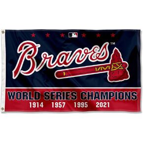 Atlanta 4 Time World Champions Flag Baseball 3x5 Banner