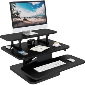 Lubvlook 25 inch Standing Desk Converter, Height Adjustable Sit Stand Desk Riser with Keyboard Tray, Black, GSD76-S in Kuwait
