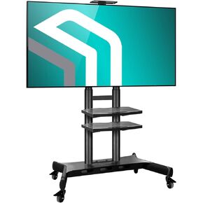 ONKRON Mobile TV Stand for 50" - 86" TVs up to 200 lbs - Adjustable TV Stand Portable - max VESA 800x500 - Tall TV Stand with Wheels/Mobile TV Cart Rolling TV Stand on Wheels Black
