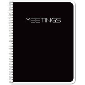 BookFactory Meeting Notebook/Business Meeting Book - Black, 100 Pages (Ruled Format), 6" x 9", Wire-O Bound (MTG-100-69CW(Meetings)-MX)