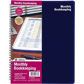 Adams Bookkeeping Record Book, Monthly Format, White (AFR71), 8.5 x 11 inches