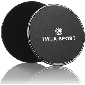 Imua Sport Core Sliders Dual-Sided Sliders for Working Out on Carpet and Hardwood Floors, Light and Compact - Workout Guide Included (2-Pack)