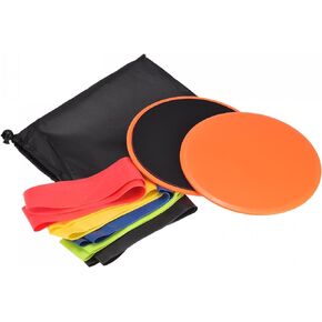 uxcell Exercise Core Sliders, Dual-Sided Glider Discs & Resistance Bands & Cloth Bag for Full Body Workout
