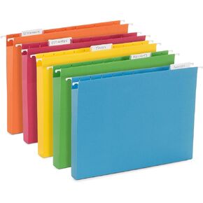 25 Extra Capacity Hanging File Folders, 25 Reinforced Hang Folders, Heavy Duty 1’’ Expansion, Letter Size, Designed for Bulky Files, Medical Charts, Manuals and More, Letter Size, 25 Pack, Assorted Co