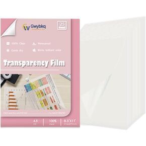 QYH Transparency Film Paper Clear for Overhead Projector Transparencies and Inkjet Screen Prints 8.5 x 11,25sheets