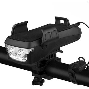 مصابيح أمامية للدراجة GJB، مصباح أمامي LED للدراجة للركوب ليلاً، مصابيح دراجة جبلية قابلة لإعادة الشحن مع 3 أوضاع إضاءة وحامل للهاتف ومنفذ شحن USB، 4000 مللي أمبير/ساعة مقاومة للماء لركوب الدراجات in Kuwait