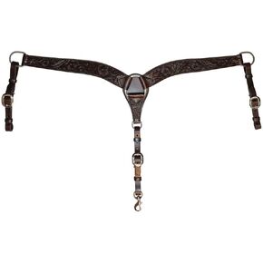 2" Wide Contoured Classic Floral Breast Collar for Horse, Walnut or Regular Oil
