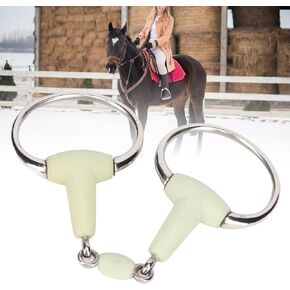 Pssopp Horse Mouth Bit, Stainless Steel Horse Bit Apple Flavor Rubber Wrapped Horse Mouth Snaffle Bit Training Equipment for Hours Training