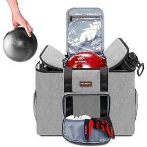 أكياس كرات البولينج لكرات مفردة/كرتين، حقائب حمل كرات البولينج سهلة الحمل مع حامل بولينج خشبي وجيوب تخزين إضافية - تحمل كرة بولينج واحدة/اثنين وإكسسوارات إضافية in Kuwait