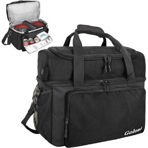 Bowling Ball Bag, 2 Balls Bowling Bag with Ball Holder - Fits Bowling Shoes Up to Mens Size 16 and Accessories