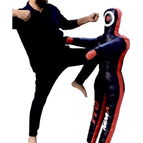 Wrestling Dummy Grappling Dummy PU Leather BJJ MMA Judo Karate Adult Jiu Jitsu Dummy - Un-Filled (Black, 4ft / 48 inches) in Kuwait