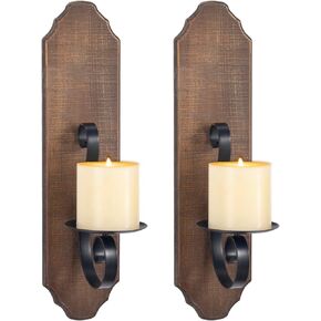 Black Metal and Wooden Wall Sconce Candle Holders, Black Elegant Swirling Iron Wall Candle Sconce Holders, Black Hanging Wall Sconce Candle Holders,Black Metal Wall Candle Sconce Holders,Set of 2