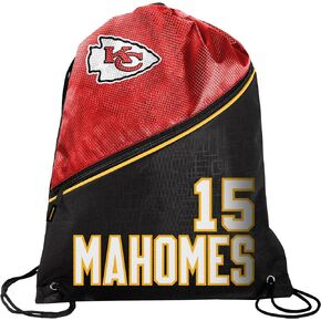 FOCO - Kansas City Chiefs High End Diagonal Drawstring Backpack Gym Bag - Patrick Mahomes #15