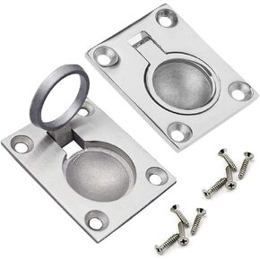 2 Pack Flush Ring Pull, Boat Hatch Pull Flush Lift, Stainless Steel Recessed Pull Handle Marine Yacht Drawer Door Handle