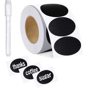 180Pcs Chalkboard Labels, Reusable Waterproof Chalk Labels with 1 Durable Erasable Chalk Pen for Jars, Parties Decoration, Craft Rooms, Storage Bins, Mason, Bottle, Pantry
