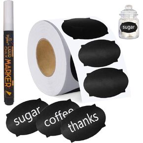 180Pcs Chalkboard Labels, Reusable Waterproof Chalk Labels with 1 Durable Erasable Chalk Pen for Jars, Parties Decoration, Craft Rooms, Storage Bins, Mason, Bottle, Pantry