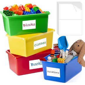 160 Pcs Large Blank Labels for Storage Bins, 6 X 4 Inch Removable Tear Resistant No Residue Storage Bins Labels for Home Organization, Kitchen Storage, Business, School