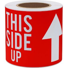 Hybsk 3x5 Inch This Side Up Warning Stickers for Shipping and Packing Total 100 Per Roll
