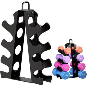 Weight Rack for Home Gym, OKUGAFIT 4 Tier Compact A-Frame Dumbbell Rack with Handle, dumbbell rack stand only for Home Gym Workout (Dumbbells not included)