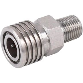 1/8 NPT Male Thread to 8MM Female Quick-Disconnect Connector Adapter, Stainless Steel, PCP Paintball Charging Fittings with Sealing O-Ring