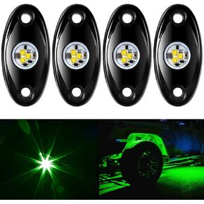 Aukmak 4 Pods LED Rock Light Kit for Jeep ATV SUV Offroad Car Truck Boat Underbody Glow Trail Rig Lamp Underglow LED Neon Lights Waterproof - Blue