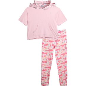 RBX Girls' Activewear Set - Short Sleeve Performance T-Shirt and Capri Leggings (6X-12)