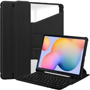 360 Rotating Keyboard Case for Galaxy Tab S6 Lite 10.4 inch, Vertical Stand Magnetic Detachable Keyboard Slim Folio Smart Cover with Keyboard,Black