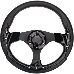 Black Chrome Golf Cart Steering Wheel for Club Car DS and Precedent Yamaha EZGO Steering Wheel with Ergonomic Design…