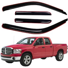 Lightronic WV194623 in-Channel Side Window Visor Deflector Rain Guard, Dark Smoke Shatterproof, 4-Pieces Set for 2002-2008 Dodge Ram 1500, 2003-2009 Dodge Ram 2500 & 3500 with Quad Cab