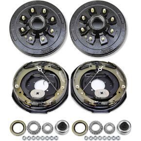 LIBRA Heavy Duty Trailer 8 on 6.5" B.C. Hub Drum Kits w/ 9/16" studs w/Self-Adjusting 12"x2" Electric Brakes for 7K-8K Lbs Trailer Axle