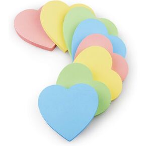 SIMONA Heart Shape Sticky Notes 8 Color Bright Colorful Sticky Pad 75 Sheets/Pad Self-Sticky Note Pads