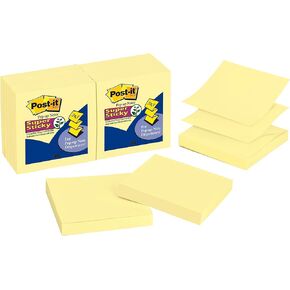 Post-it Super Sticky Dispenser Pop-up Notes, 12 Sticky Note Pads, 3 x 3 in., 2X The Sticking Power, School Supplies and Oﬃce Products, Use with Post-it Note Dispensers, Canary Yellow