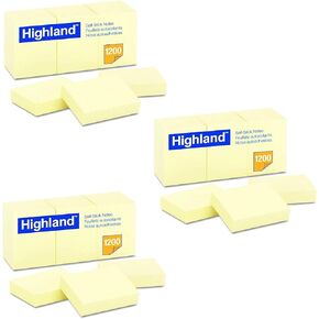 Highland 6539YW Self-Stick Notes, 1 1/2 x 2, Yellow, 100-Sheet (Pack of 36)