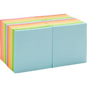 Amazon Basics Square Sticky Notes, 3 x 3-Inch, Assorted Colors, 12-Pack