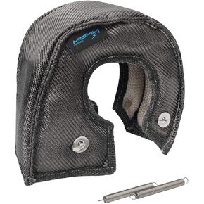 HiwowSport Carbon Fiber Turbo Blanket T4 Cover Turbocharger Heat Shield Cover Fastener Springs for T4