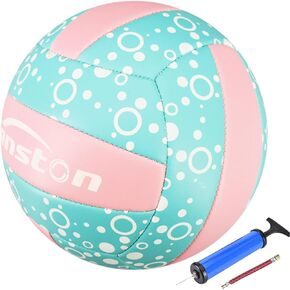 Senston Glow in The Dark Volleyball Size 5, Glowing Leather Volleyball -Gift for Kids, Men, Women Indoor Outdoor Night Volleyball with Pump