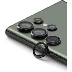 Ringke Camera Lens Frame Glass Compatible with Samsung Galaxy S23 Ultra Camera Lens Protector 5G, Glass Covers and Aluminum Alloy Frames - Black