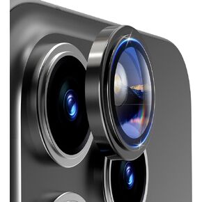 Matekxy 2 Pack Camera Lens Protector for iPhone 15 Pro Max/15 Pro/14 Pro Max/14 Pro, [Metal Individual Ring Cover] [9H Scratch-Resistant Tempered Glass with Aluminum Edging] - Black Titanium