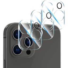 [3 Pack] Camera Lens Protector for iPhone 12 Pro Max, 6.7'' Tempered Glass + Camera Lens Cover, 9H Hardness, 6.7 inch, HD Clear, Bubble Free, Easy Install, Scratch-Resistant