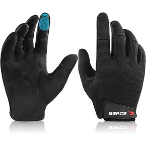 BEACE Full Finger Weight Lifting Gym Gloves with Anti-Slip Leather Palm for Workout Exercise Training Fitness and Bodybuilding for Men & Women