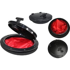 Pactrade Marine Boat Kayak Canoe Fishing Rigging Sailing Heavy Duty Black Plastic 6'' Waterproof Deck Plate Hatch Cover w/Storage Bag Lock Design