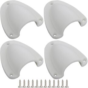 4 Pcs Large Nylon 3" Marine Wire Cable Vent Cover, Clamshell Vent for Boat, Smooth Edge Thickness 1/8", Size: 3" x 2-1/2", Wire Vent Cover, Clamshell Vent, Free Installation Screws, White