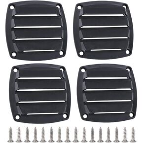VTurboWay 4 Pcs Louvered Flush Plastic Thru Vent, Marine Boat Vent, 2-3/4", Black, Free Installation Screws