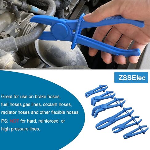 مجموعة 6 قطع من كماشة خرطوم، طقم كماشة مشبك خط الوقود البلاستيكي للخراطيم المرنة، خطوط الغاز، المبرد، الفرامل، أداة مشابك زنبركية لخرطوم تبريد السيارات (6 قطع - مستقيمة + 90 زاوية) in Kuwait