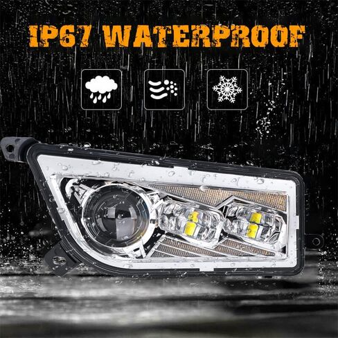 مصباح أمامي AUDEXEN 210W RZR LED، معتمد من DOT، إشارات انعطاف عالية/منخفضة الشعاع وDRL متوافقة مع UTV ATV 2014-2018 Polaris General RZR XP Turbo 1000 900s (أسود) in Kuwait